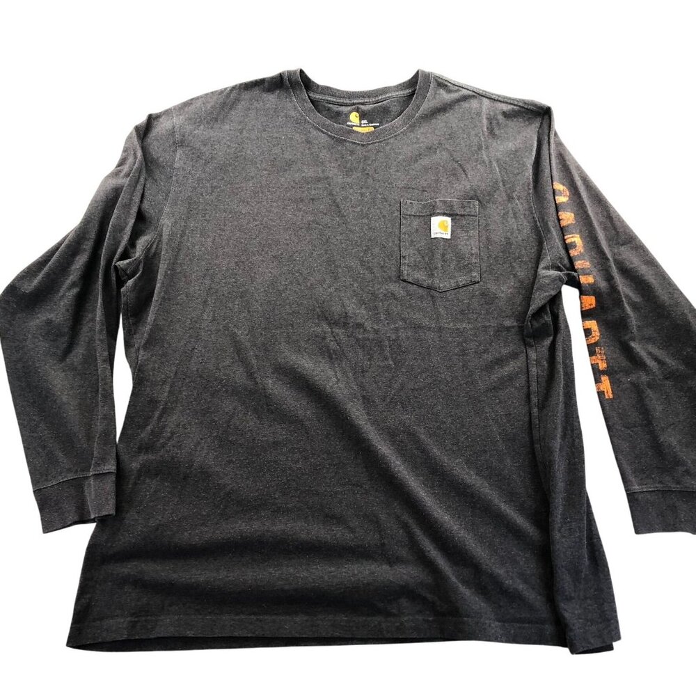 Carhartt Mens T-Shirt Size 3XL Gray Original Fit Long Sleeve Casual Pocket Tee